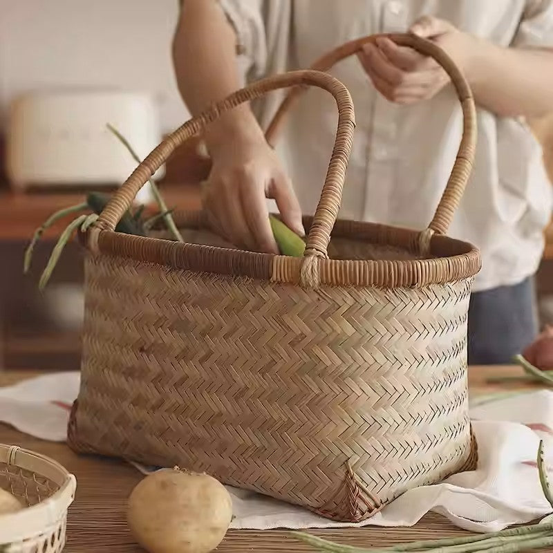 Handwoven Bamboo Garden Harvest Basket