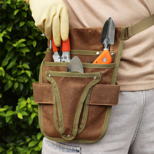 Waxed Canvas Garden Tool Waist Pouch