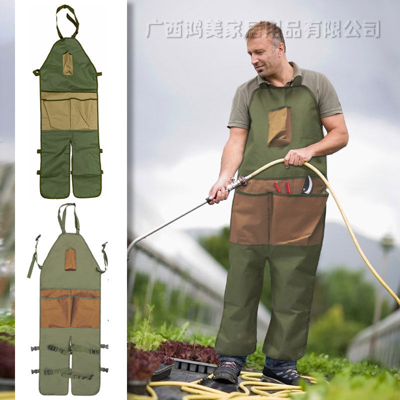 Long Oxford Garden Apron with Tool Pockets